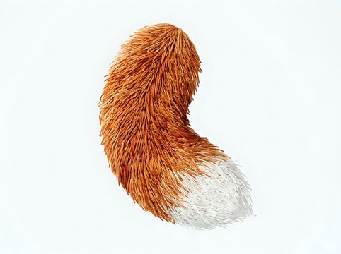 Fluffy fox tail with orange and white fur