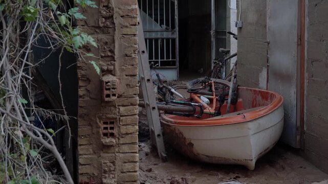 Aftermath of DANA Floods in Valencia with Mud and Severe Damage