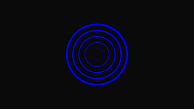 Red spiral radio wave station signal animation on black background. Radio Waves in Circle Form, Radio wave signal and sound wave signal, radar animated. Technology radio waves signal icon animation