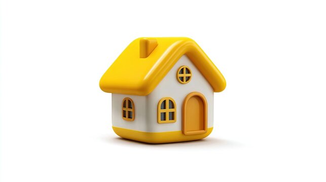 Cozy Little Home Icon: A charming, stylized illustration of a small house with a bright yellow roof and playful details, representing home and comfort.