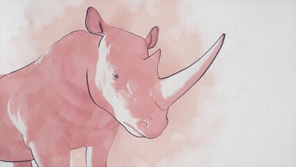 Watercolor Illustration of a Rhinoceros  © paris
