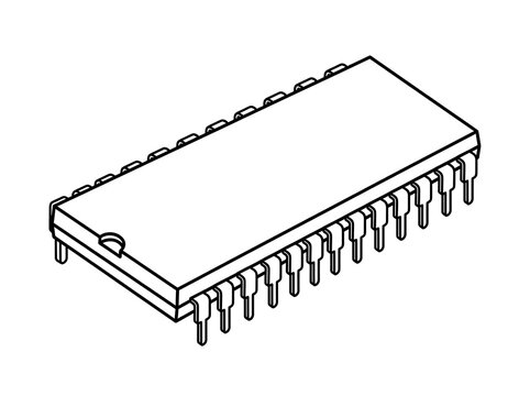 Integrated Circuit Microchip Line Icon - Electronic Component IC Dip Vector Illustration