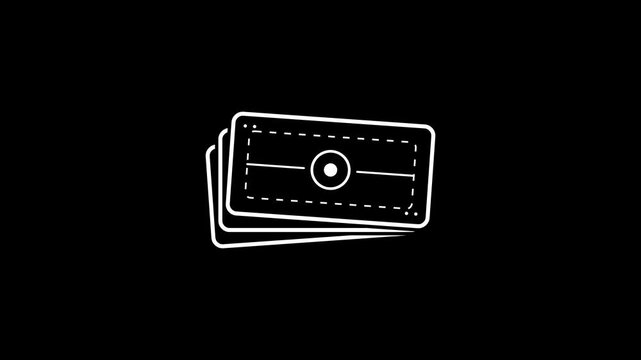 Minimalist Linear Card Stack Loading Animation on Dark Background for Digital Interface Design Usage