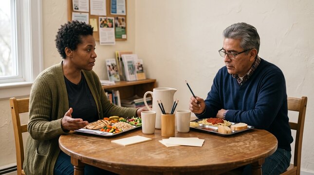 Adult advocates discuss unequal meals at a nutrition workshop