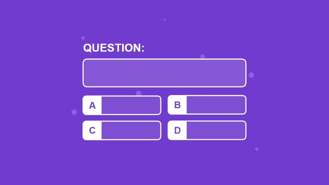 A blank purple template for multiple choice questions with four options A B C D