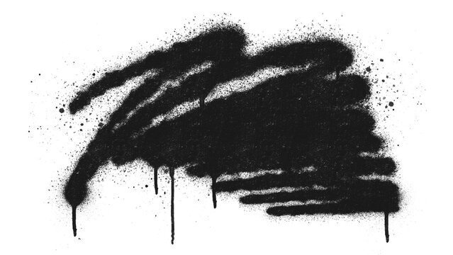Abstract spray paint graffiti scribble clip art isolated on white background. Aerosol grunge distress texture element with paint drips for urban poster and streetwear design.