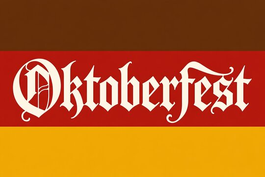 Oktoberfest text design with German flag colors for festive beer festival celebration