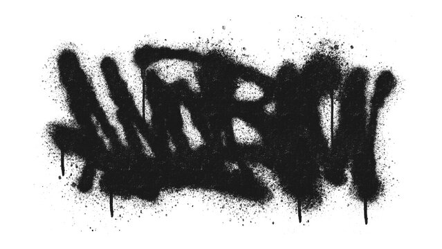 Wildstyle spray paint graffiti scribble tag clip art isolated on background. Aerosol grunge distress texture element with drips for urban poster and streetwear print design.