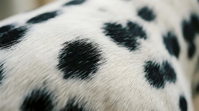 Close-up of white fur with black spots, showing texture and pattern