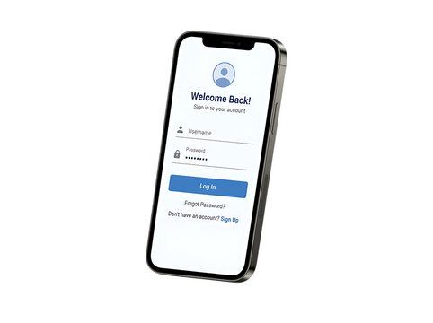 Iphone showing app login screen with blue button