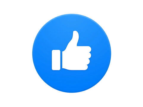 Blue thumbs up icon with white outline