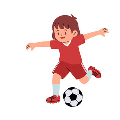 cartoon girl kicking soccer ball sports illustration