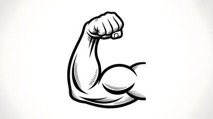 Plakat Strong muscular arm showing bicep muscle drawing