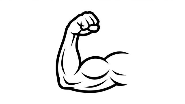 Strong muscular arm showing bicep muscle icon