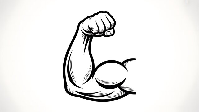 Strong muscular arm showing bicep muscle drawing