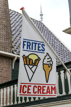 Frites and Ice Cream Sign at Zaanse Schans, Netherlands