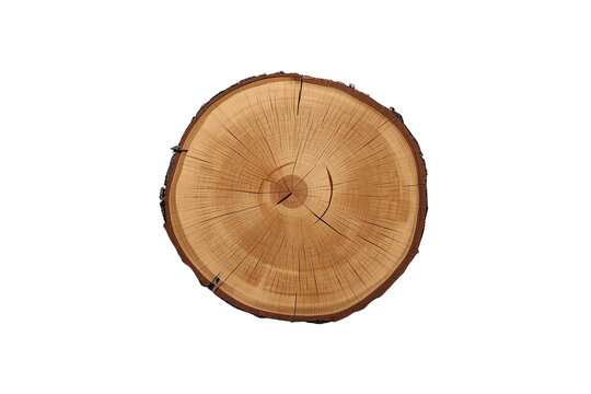 Round tree trunk wood slice with visible growth rings