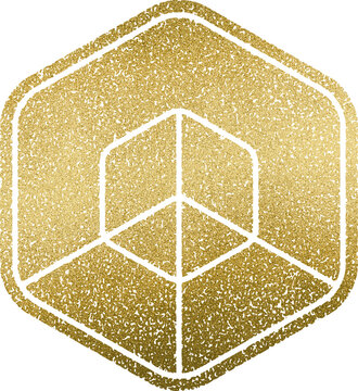 Large gold hexagonal stamp texture with a transparent background