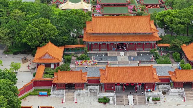 Aerial View of New Yuan Ming Palace; a traditional Chinese temple in Zhuhai; Guangdong Province; China;