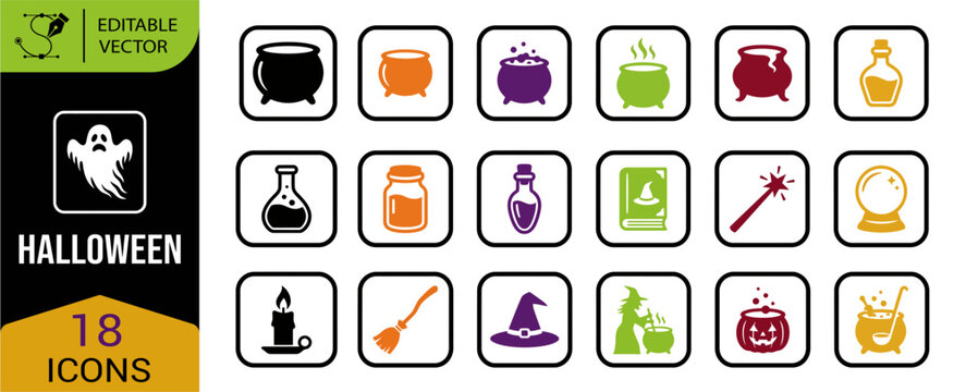 Comprehensive halloween icon set a diverse collection of spooky and festive graphics for all your seasonal design needs and projects