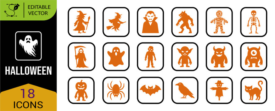 A comprehensive collection of halloween icons spooky and delightful graphics for all your october celebrations and creative projects