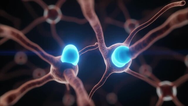 Abstract 3D render of neurons and synapses firing electrical signals in the brain
