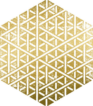 Large gold hexagonal stamp texture with a transparent background