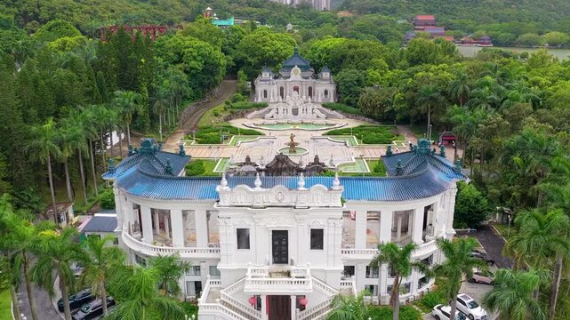 Aerial View of New Yuan Ming Palace; a traditional Chinese temple in Zhuhai; Guangdong Province; China;