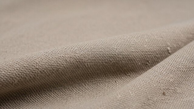 Macro Detail of Natural Beige Linen Fabric Texture