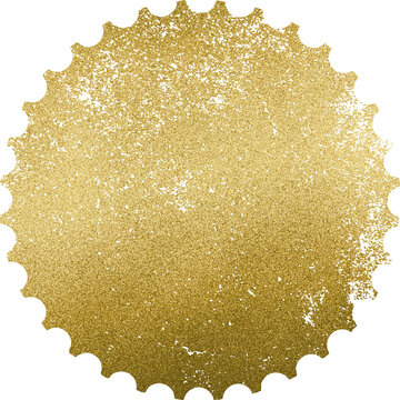 Large gold circular stamp texture with a transparent background