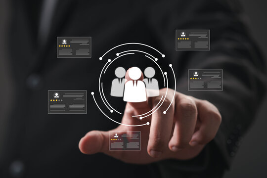Customer relationship management interface with client profiles, feedback, ratings and data analytics to improve customer experience, loyalty, engagement, business growth and service performance.