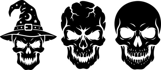 Fototapeta premium Halloween Skull Silhouette Scene