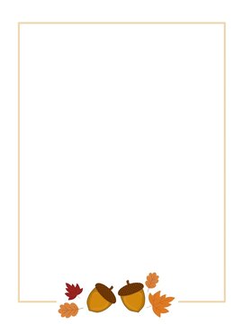 Minimalist Autumn Border with Acorns and Fall Leaves