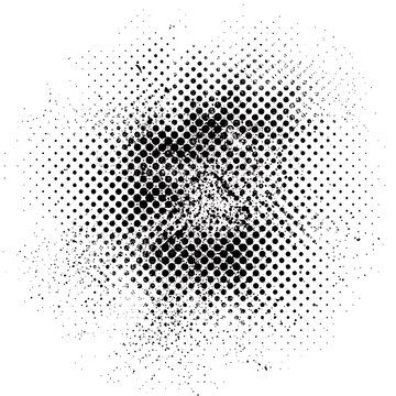Black and white circular halftone dot pattern design