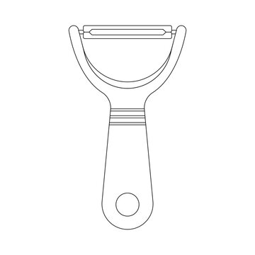Fruit Peeler Outline Icon Illustration on White Background