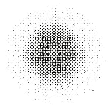 Black halftone circle pattern made of dots