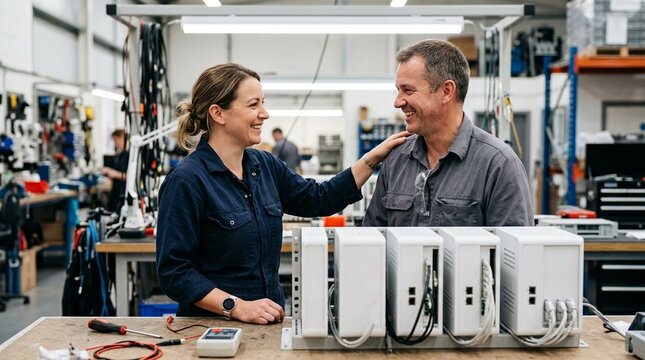 Smiling Reassuringly at a Colleague as a Full Batch of Preventive Maintenance Is Completed Successfully