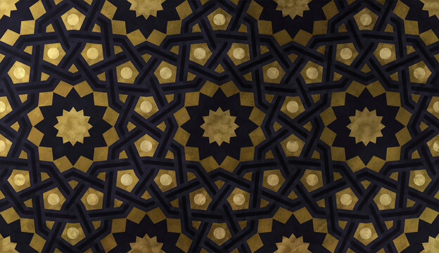 Islamic decorative pattern with golden artistic texture.