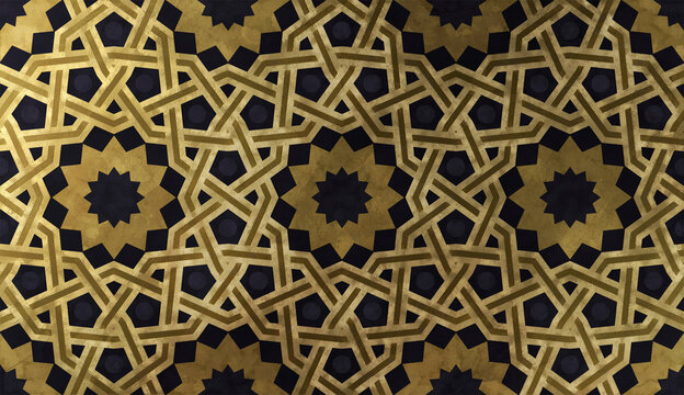 Islamic decorative pattern with golden artistic texture.