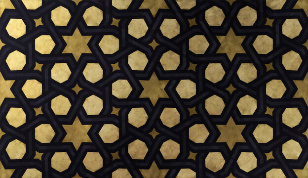 Islamic decorative pattern with golden artistic texture.