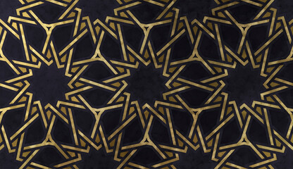 Islamic decorative pattern with golden artistic texture.
