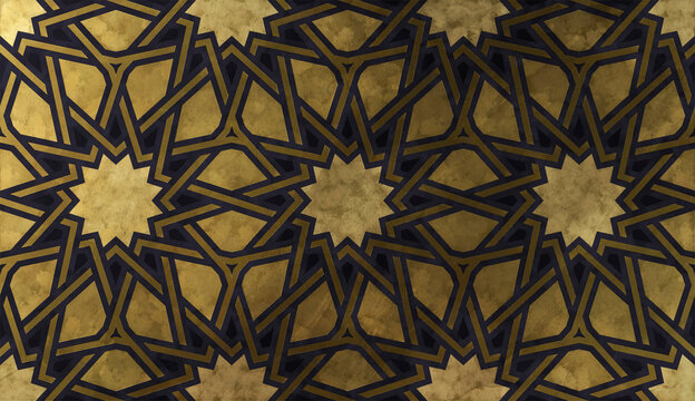 Islamic decorative pattern with golden artistic texture.