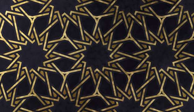 Islamic decorative pattern with golden artistic texture.