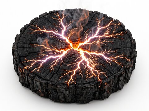 Lichtenberg Core: Frozen Electric Energy in Charred Wood