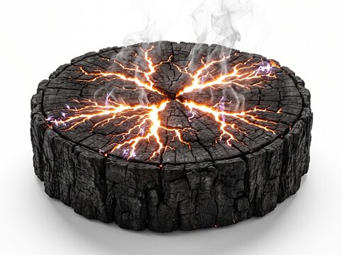 Lichtenberg Core: Frozen Electric Energy in Charred Wood