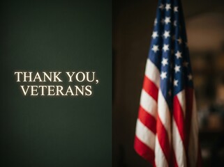 Fototapeta premium Honoring american veterans with a united states flag and thank you message