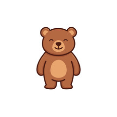 Cute brown teddy bear cartoon character isolated on transparent background, adorable simple illustration for children, nursery, toys, stickers, crafts, and digital design.