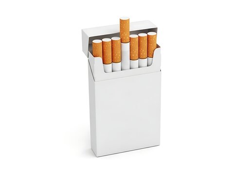 Open pack of cigarettes with blank white box packaging