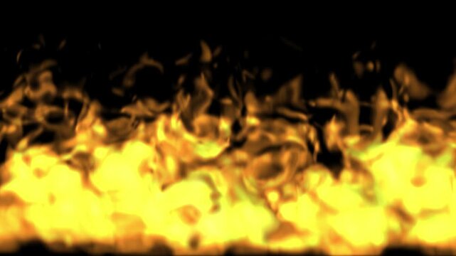 4k Realistic fire flames VFX animation burning on a black background for digital motion graphics design