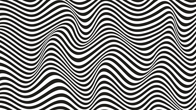 Black and white wavy optical illusion background Keywords: black, white, wavy, lines, pattern
